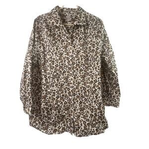 Chico’s Leopard Print No-Iron Button-Up Shirt | Effortless Chic | Size 3 (16/18)